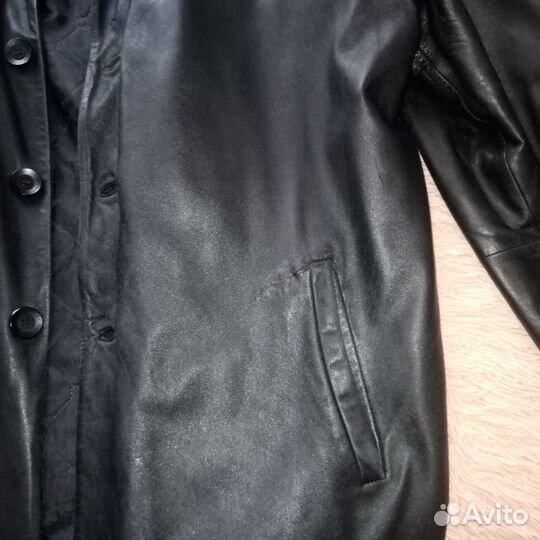 Кожаная куртка мужская утепленная