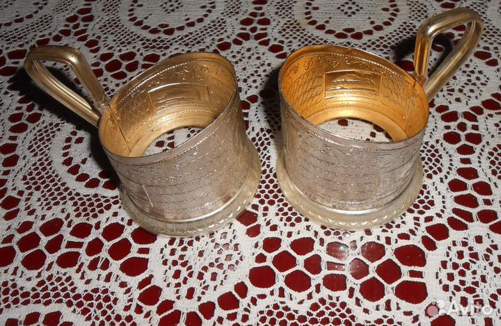 Подстаканники со стаканами 1965г. 2 пары