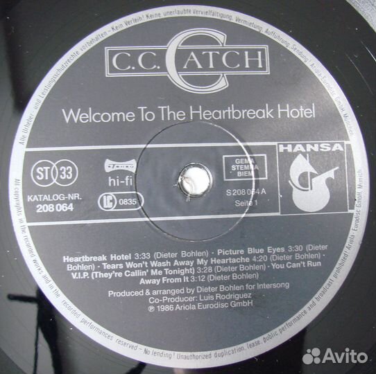 C.C.catch - welcome TO THE heartbreak hotel / 1987