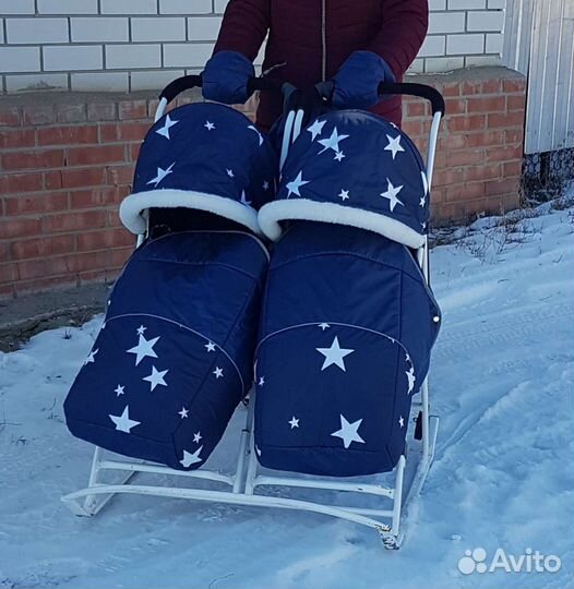 Детские санки коляска для двойни