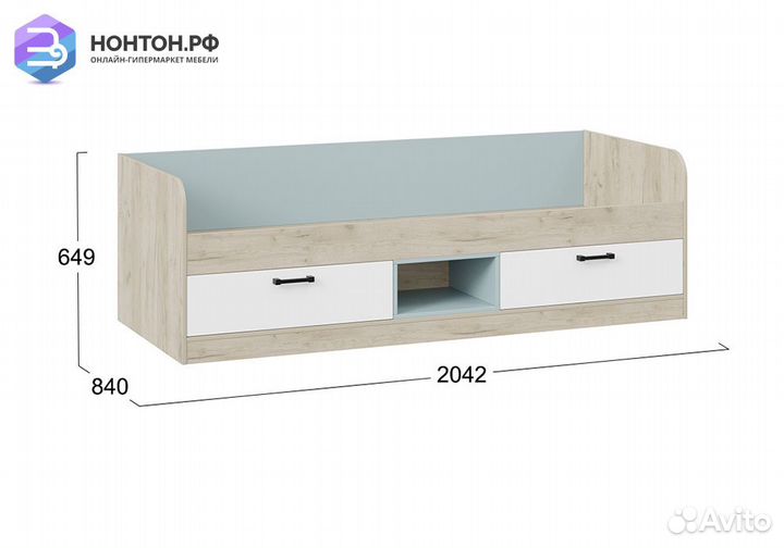 Кровать Оливер дуб крафт серый / белый / серо-голу