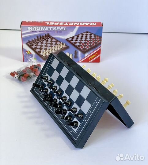 Шахматы мини набор 3в1/нарды/шашки