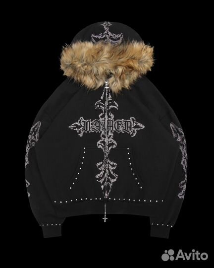 Зип худи с мехом y2k