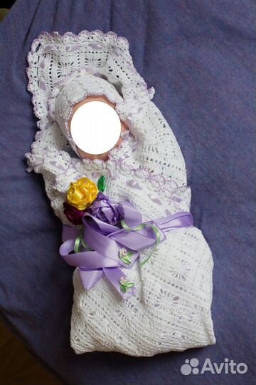 Комплект на выписку. Плед, чепчик и пинетки