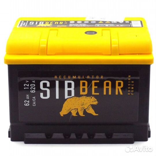 Аккумулятор sibbear LB 62 Ач о.п Форд, Опель