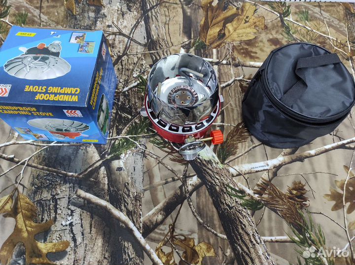 Плитка газовая походная ветрозащитная с чехлом