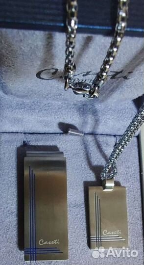 Кулон муж.с цепочк. и зажим д/денег Caseti Франция