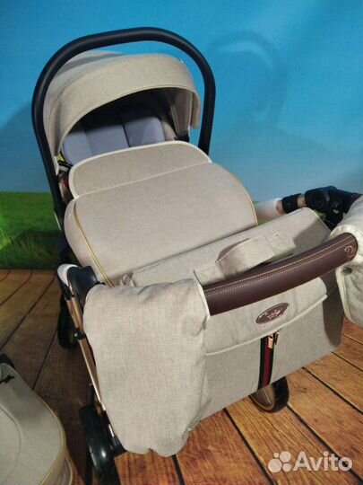 Новинка Эмели делюкс 3в1, Хаки. Бежевый