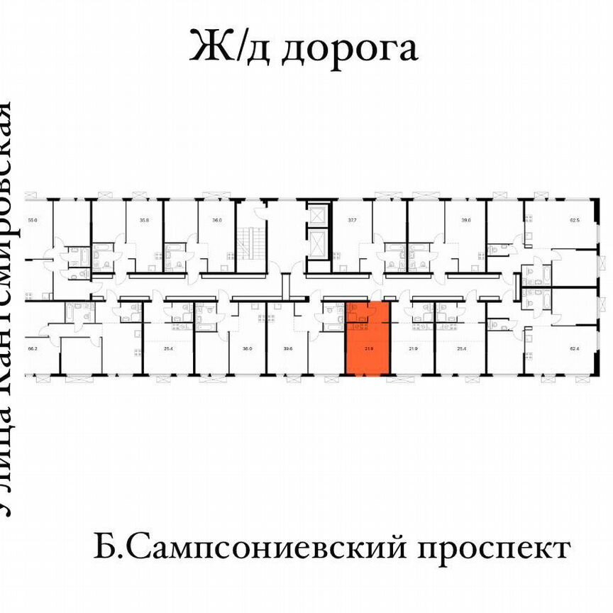 Квартира-студия, 21,9 м², 13/13 эт.