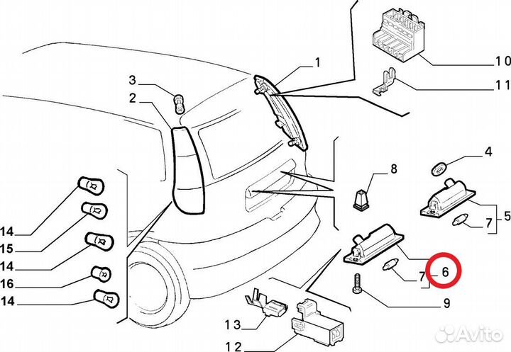 Фонарь подсветки номерного знака 7756385 Fiat Punt