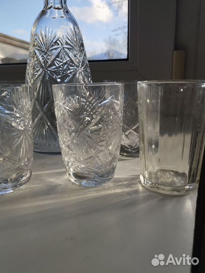 Графин,стаканы, салатник, лебеди хрусталь СССР