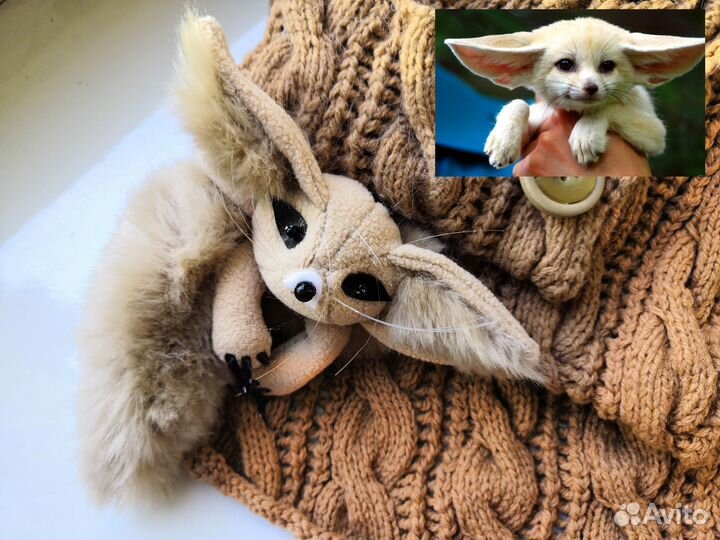 Мягкая игрушка лисичка фенёк (брошка)