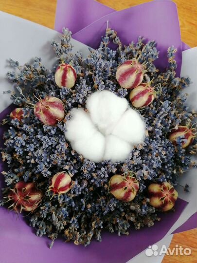 Букет с лавандой и хлопком