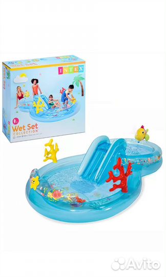 Детский надувной бассейн с горкой