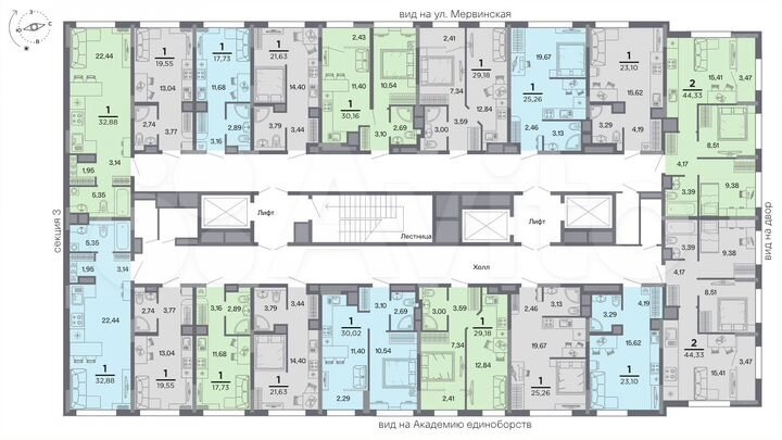1-к. квартира, 21,6 м², 6/25 эт.
