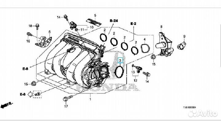 Прокладка впускного коллектора Honda FIT GK3