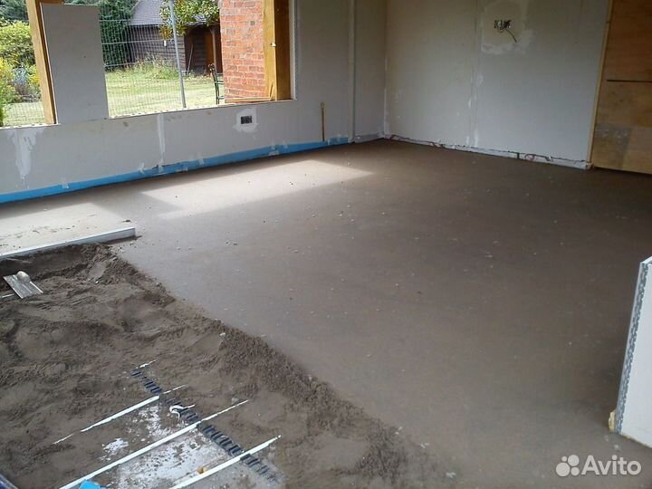 Полусухая стяжка пола и штукатурка стен