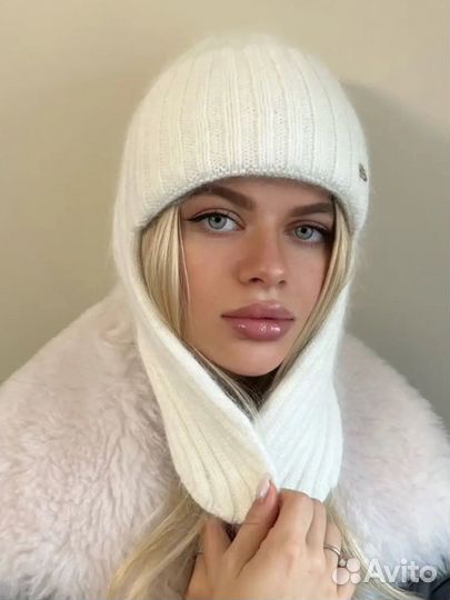 Доставка шапки ушанки ангора + сумка зеленая