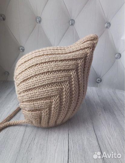 Шапка гномик шерстяная флис для новорожденного