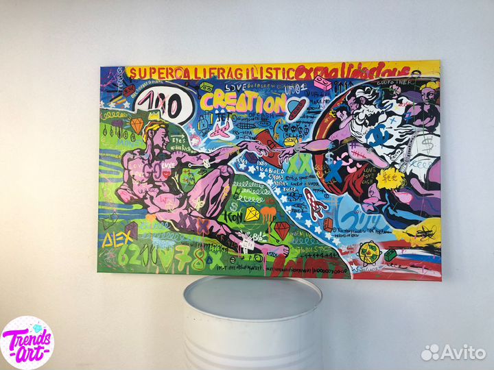 Поп арт картина на медном холсте маслом заказать