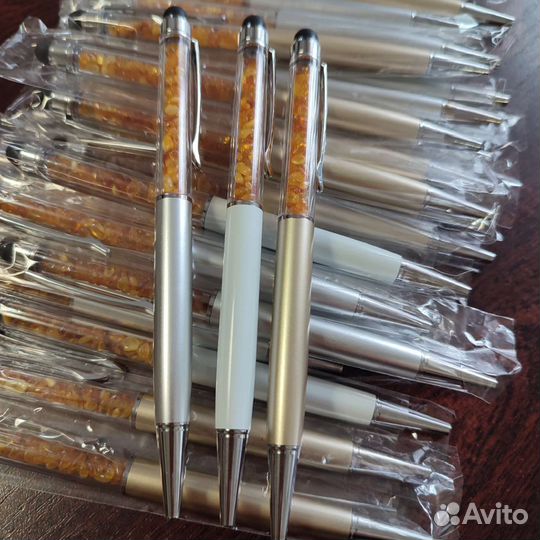 Ручка стилус с натуральным янтарём