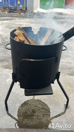 Казан чугунный с печкой комплект