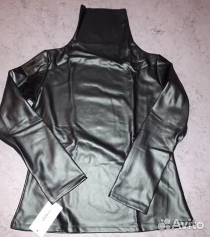 Водолазка экокожа высокое горло новая 46-48