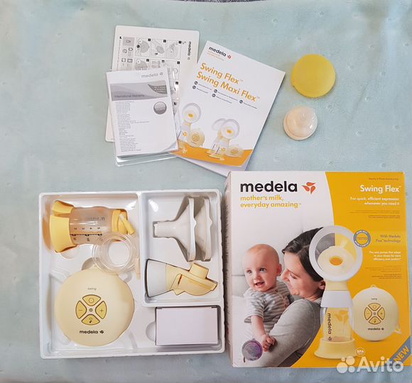 Молокоотсос medela swing flex + смарт-соска calma