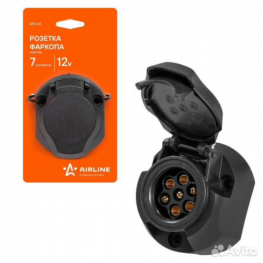 Розетка фаркопа 12в 7 контактов пластик (ate-04)