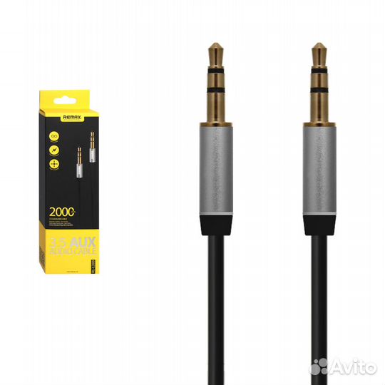 Аудиокабель AUX Remax RL-L200 3.5мм-3.5мм, 2м, чер