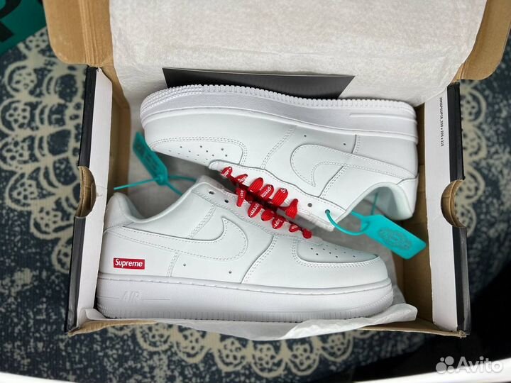 Кроссовки Nike air force x Supreme white Оригинал