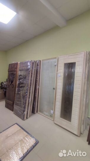 Дверь банная со стеклом \ брашированная