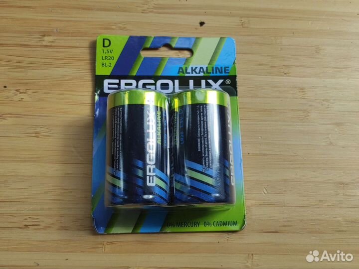 Батарейка Ergolux Alkaline BL-2 (D - LR20)