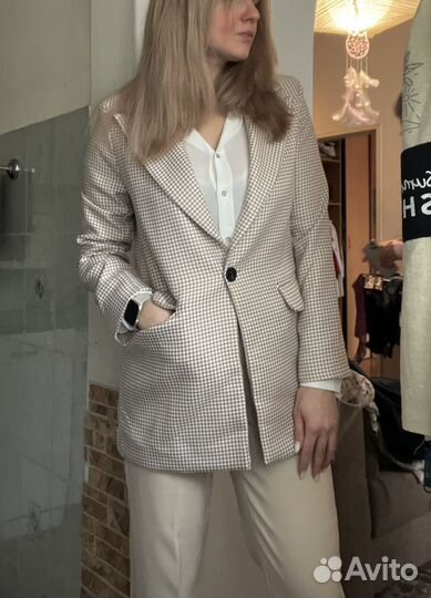 Жакет бежевый женский оверсайз новый пиджак