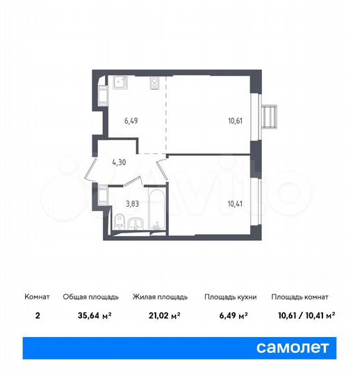 2-к. квартира, 35,6 м², 17/17 эт.
