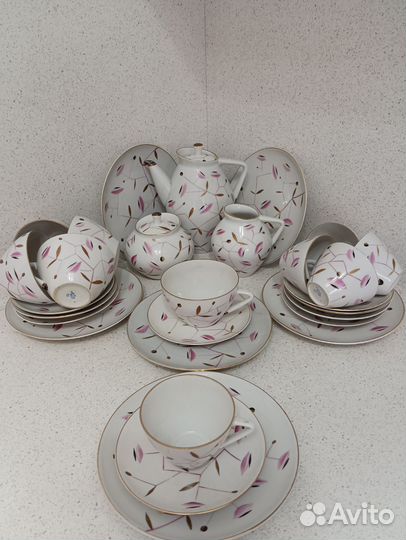 Чайно кофейный сервиз Розовая сетка лфз