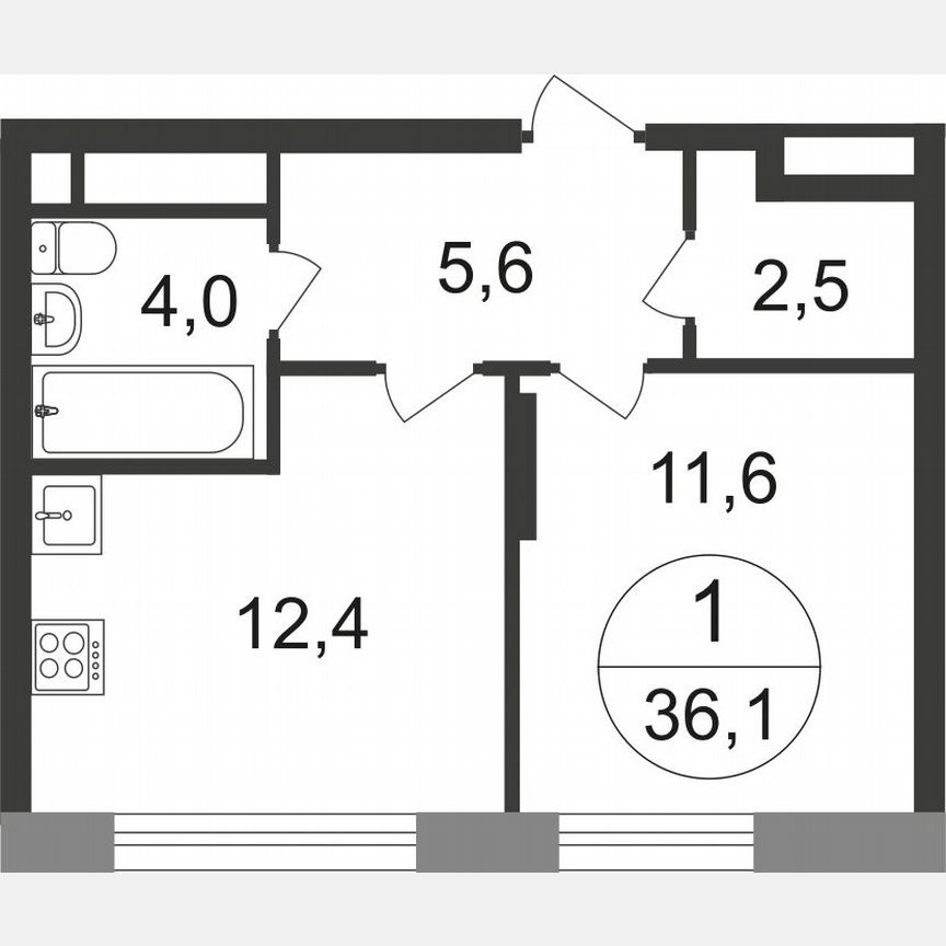 1-к. квартира, 36,1 м², 3/17 эт.