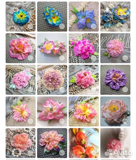 Чокер цветок тонированный розовый персиковый нежны