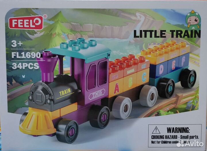 Детский Конструктор паровозик 34 детали