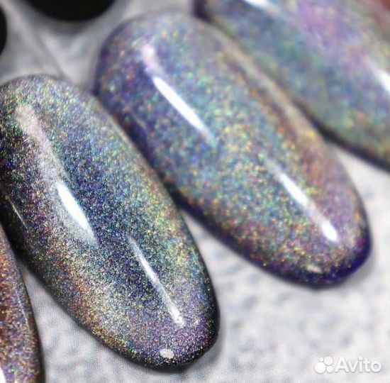 Радужная голографическая кошка гель-лак