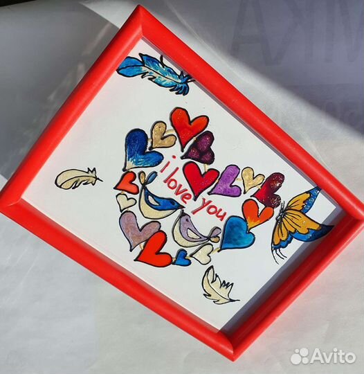 Картина Признание в любви Витраж Подарок