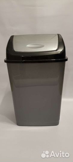 Мусорное ведро урна 50 литров черно серебристая