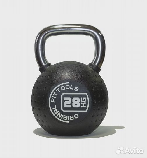 Гиря 28 кг с хромированной ручкой полиуретановая