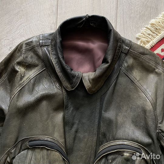 90's Leather Vintage Faded Bomber Marsh