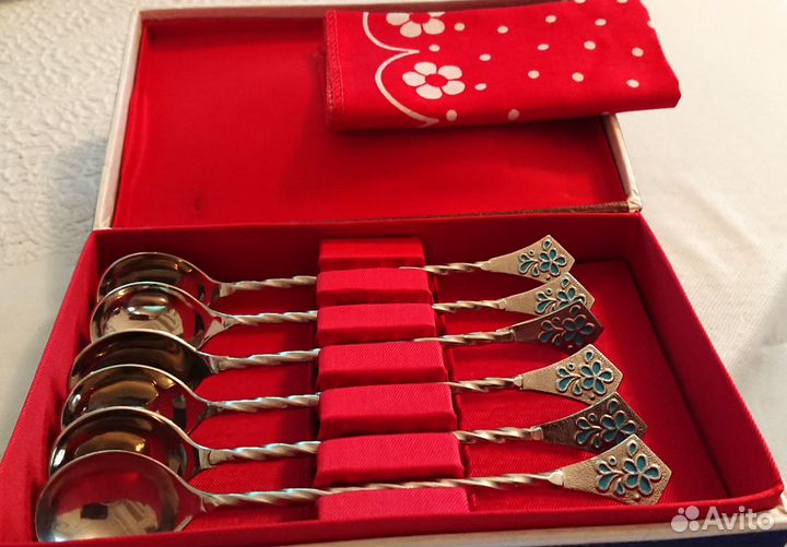 Набор чайных ложек с эмалью. Казаковский завод