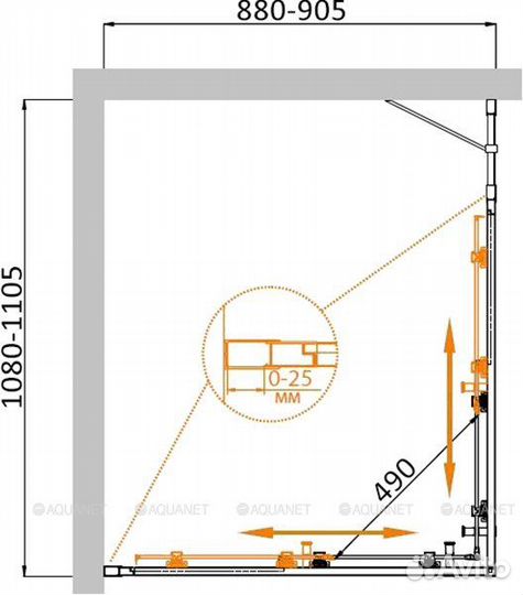 Душ. уголок Cezares 90cm molveno-ah-21-90+20-c-cr