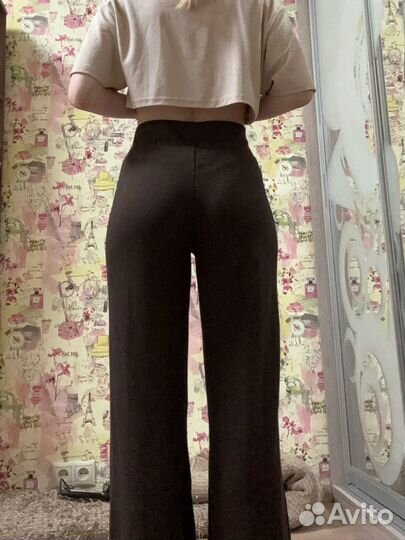 Брюки школьные палаццо zara в рубчик