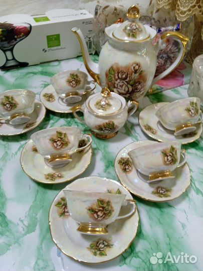 Кофейный сервиз чайные розы, Польша. 80-е