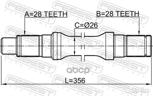 Полуось левая 28X356X28 0512-BT50LH Febest