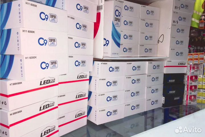 Светодиодные лампы LED C9 VT H7 H4 H11 HB4 в 1 к-т